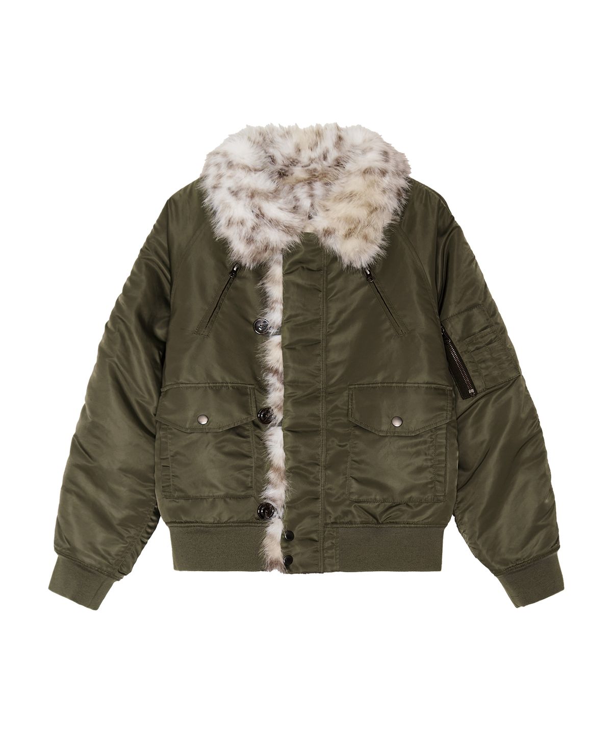 긴스키(GINSUKI) [긴스키 X 물바다]REVERSIBLE FUR MA-1 JUMPER (KHAKI)