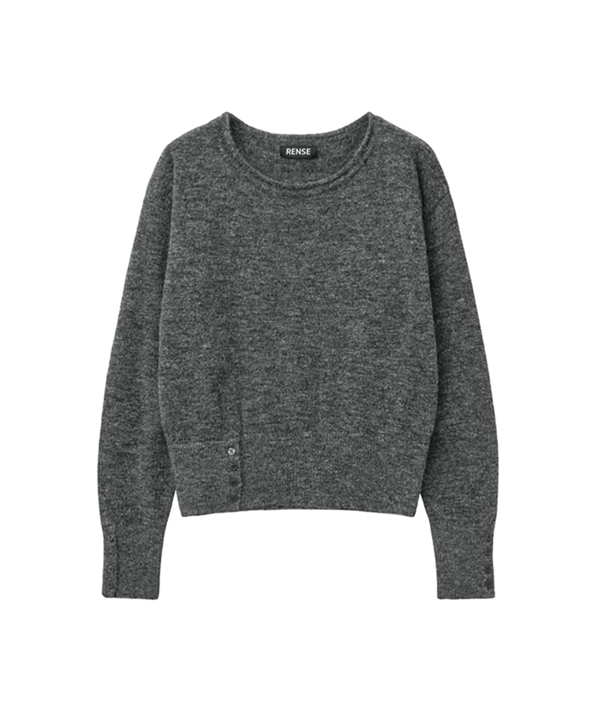 렌세(RENSE) Button Off-Shoulder Knit Charcoal