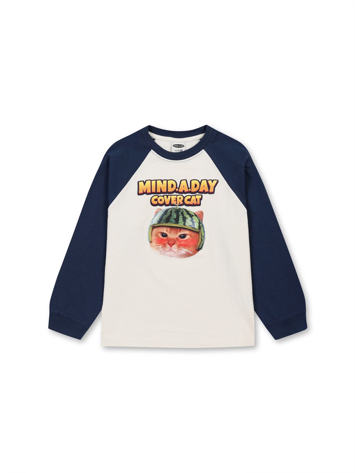 탑텐 키즈(TOPTEN KIDS) 공용 [마인드어데이 커버캣] 라글란 티셔츠_MKG4TS3491