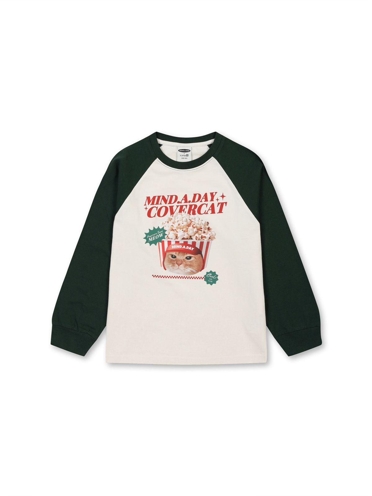 탑텐 키즈(TOPTEN KIDS) 공용 [마인드어데이 커버캣] 라글란 티셔츠_MKG4TS3491