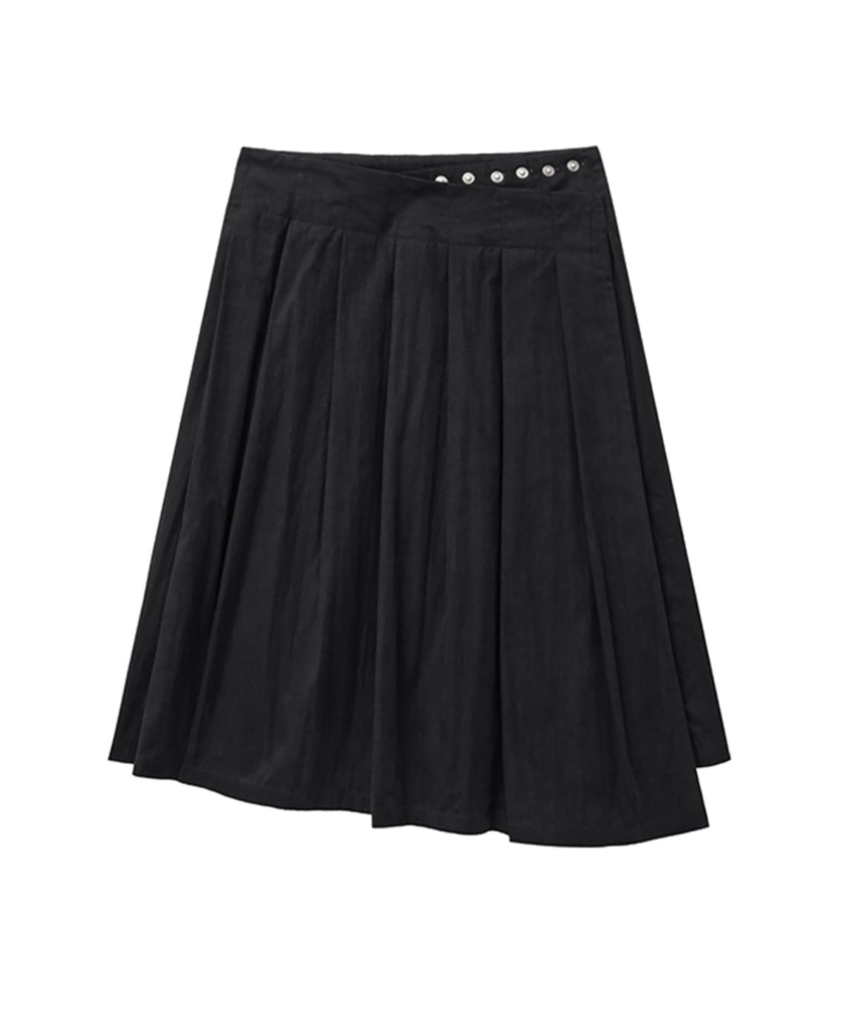 렌세(RENSE) Snap Pleated Wrap Skirt Black