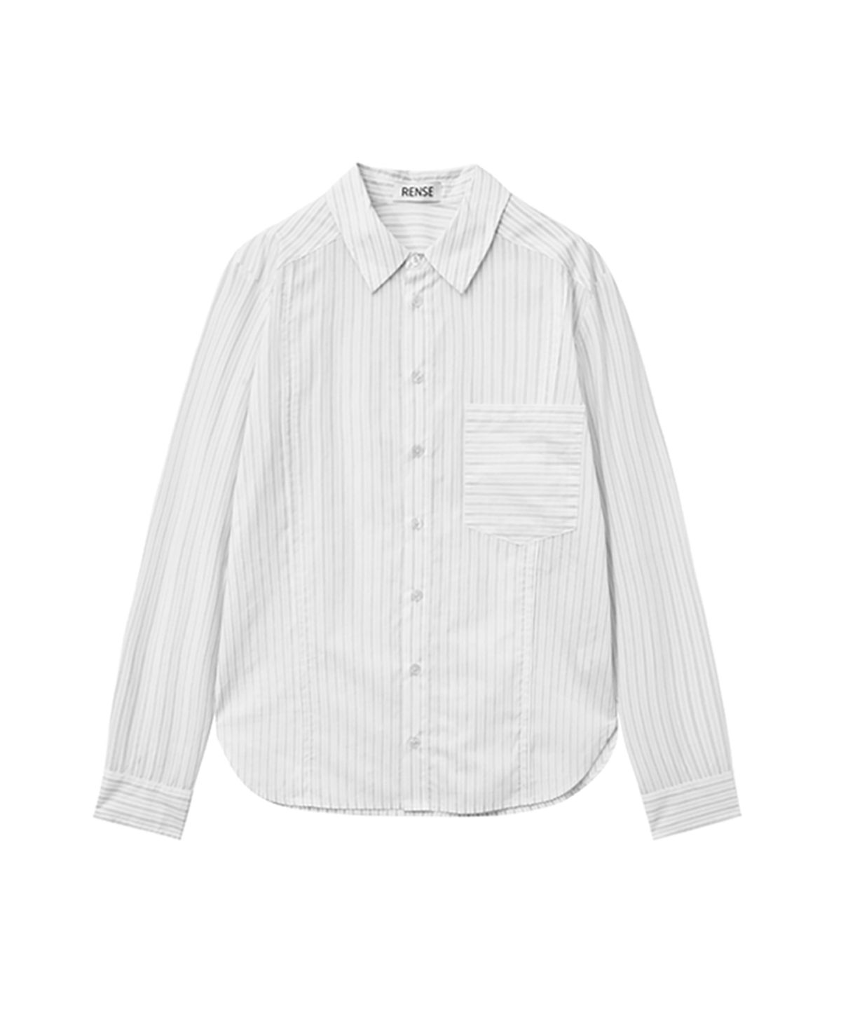 렌세(RENSE) Regular Fit Panel Stripe Shirt Ivory