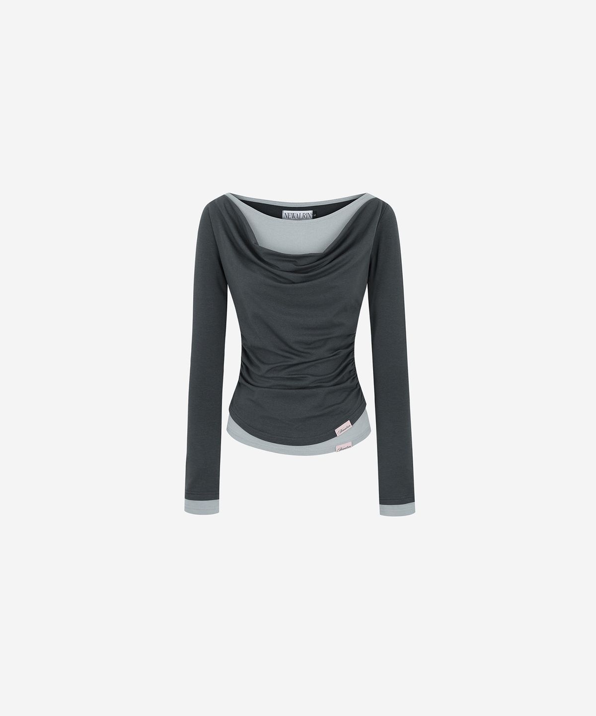 뉴얼린(NEWALRIN) Tori Winter Draping Layered Top Charocal