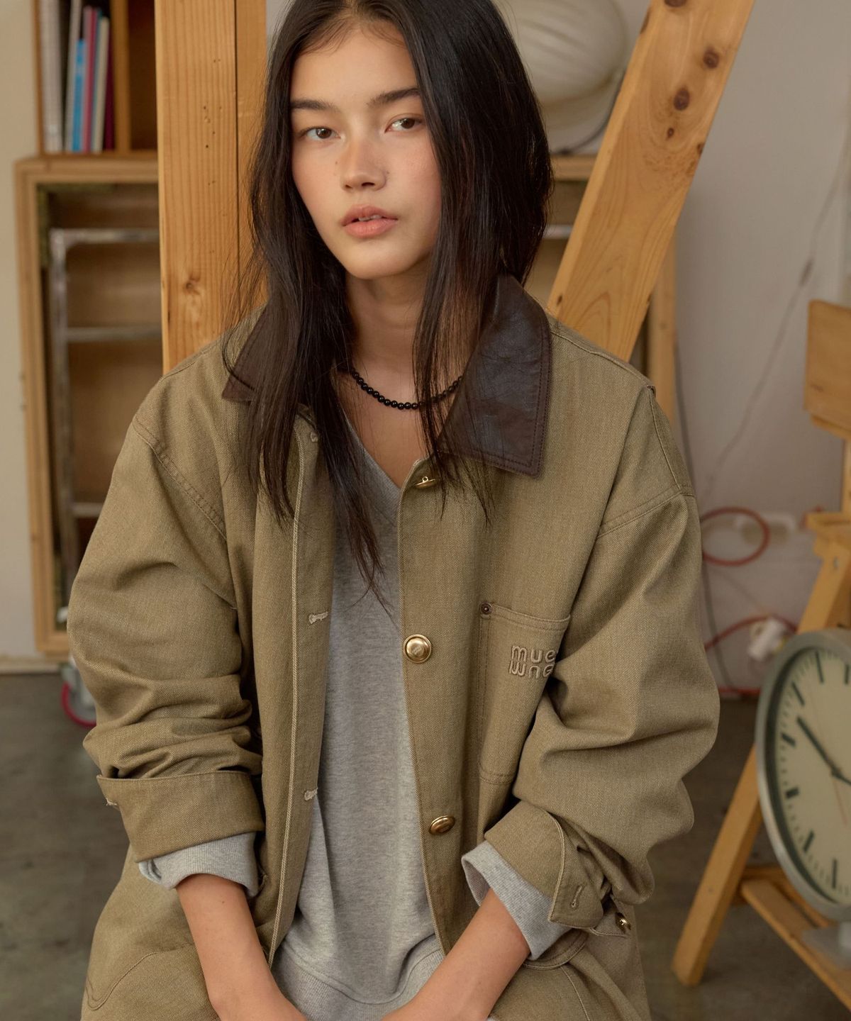 뮈뮈에르(MUEMUER) Cotton Work Jacket MU2678JK801M_DARK BEIGE