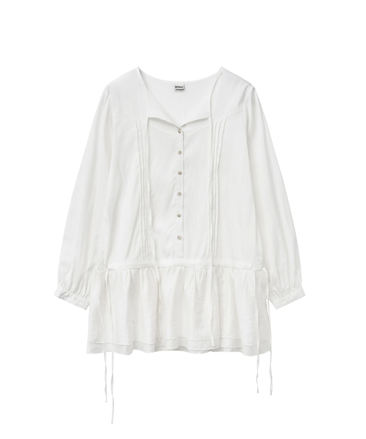 렌세(RENSE) Tuck Line Frill One-Piece Ivory