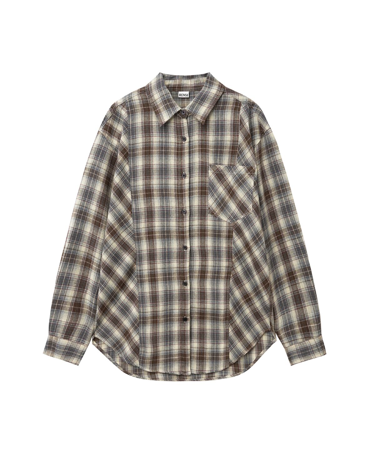 렌세(RENSE) Vintage Oversized Check Shirt Brown