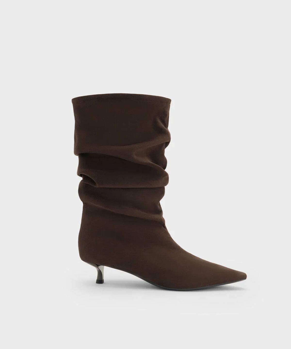 찰스앤키스(CHARLES & KEITH) 인조 스웨이드 셔링 키튼 힐 카프 부츠 2colors CK1-90360439