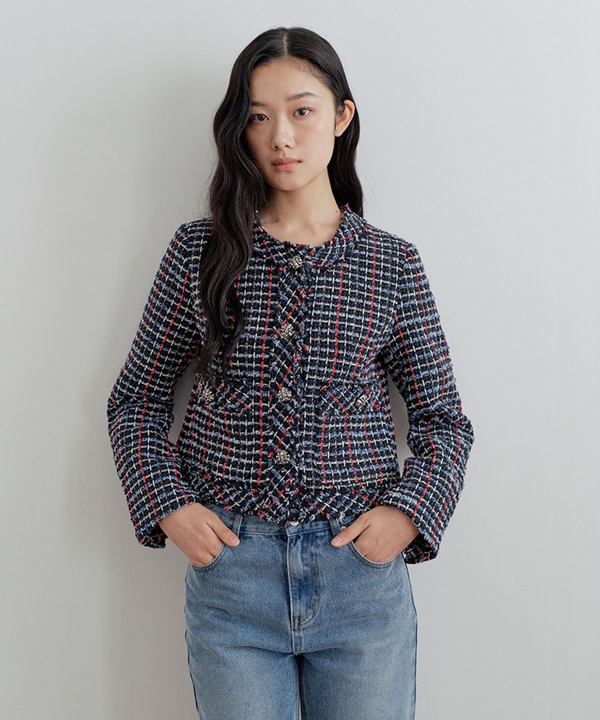 비올셋(BE ALL SET) Classic Tweed Jacket_Navy