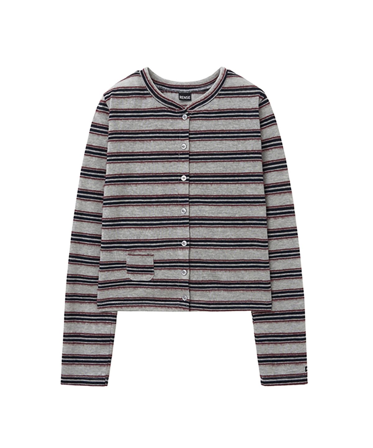 렌세(RENSE) Hairy Stripe Slim Cardigan Gray