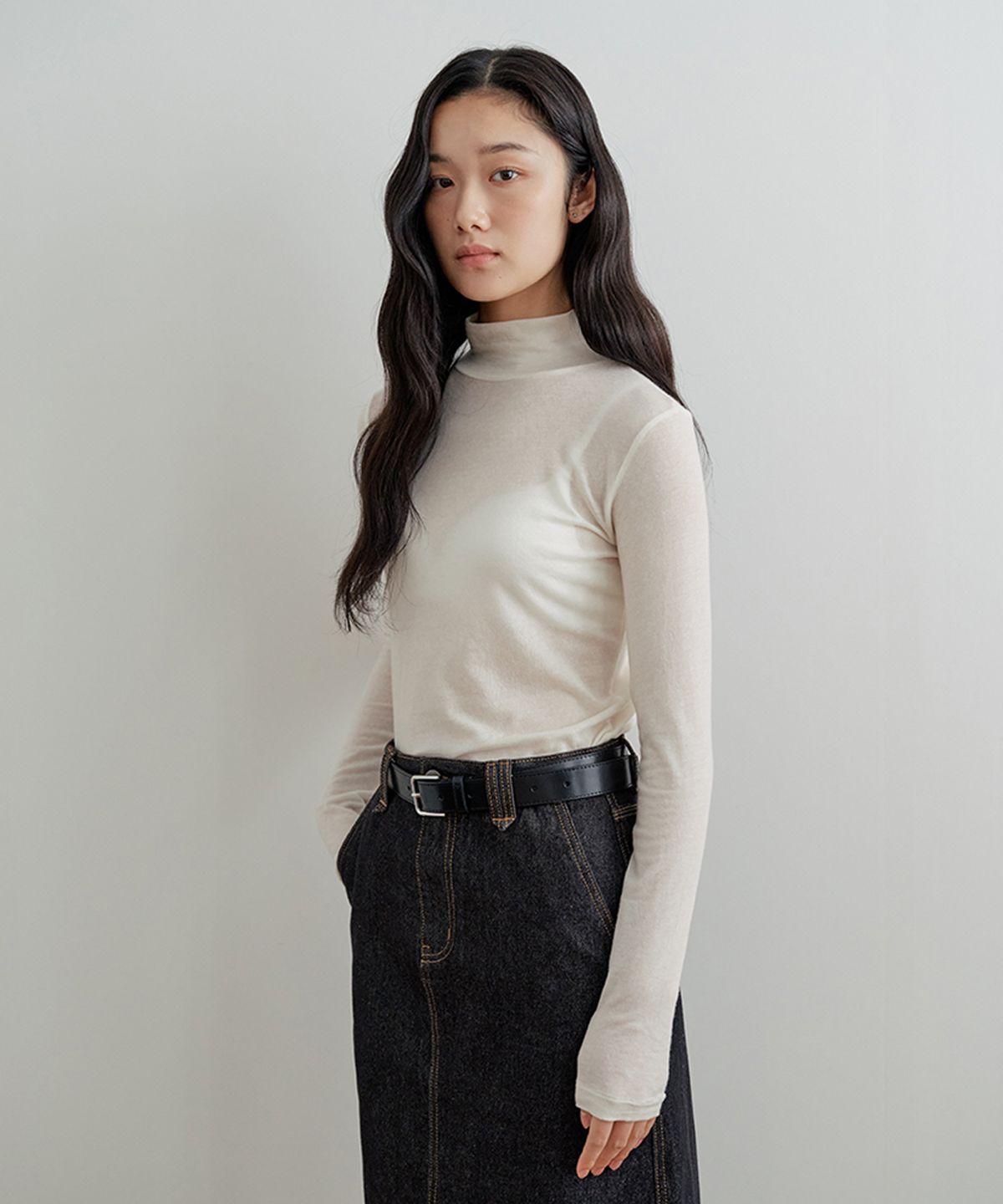 비올셋(BE ALL SET) Soft Wool Turtleneck Top_Ivory