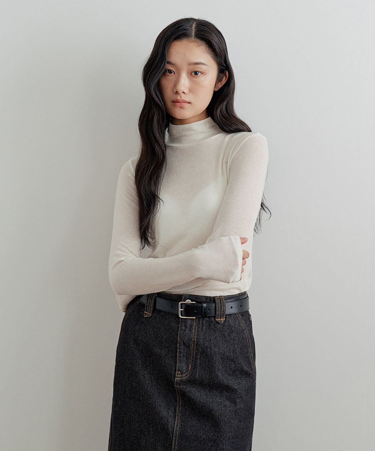 비올셋(BE ALL SET) Soft Wool Turtleneck Top_Ivory