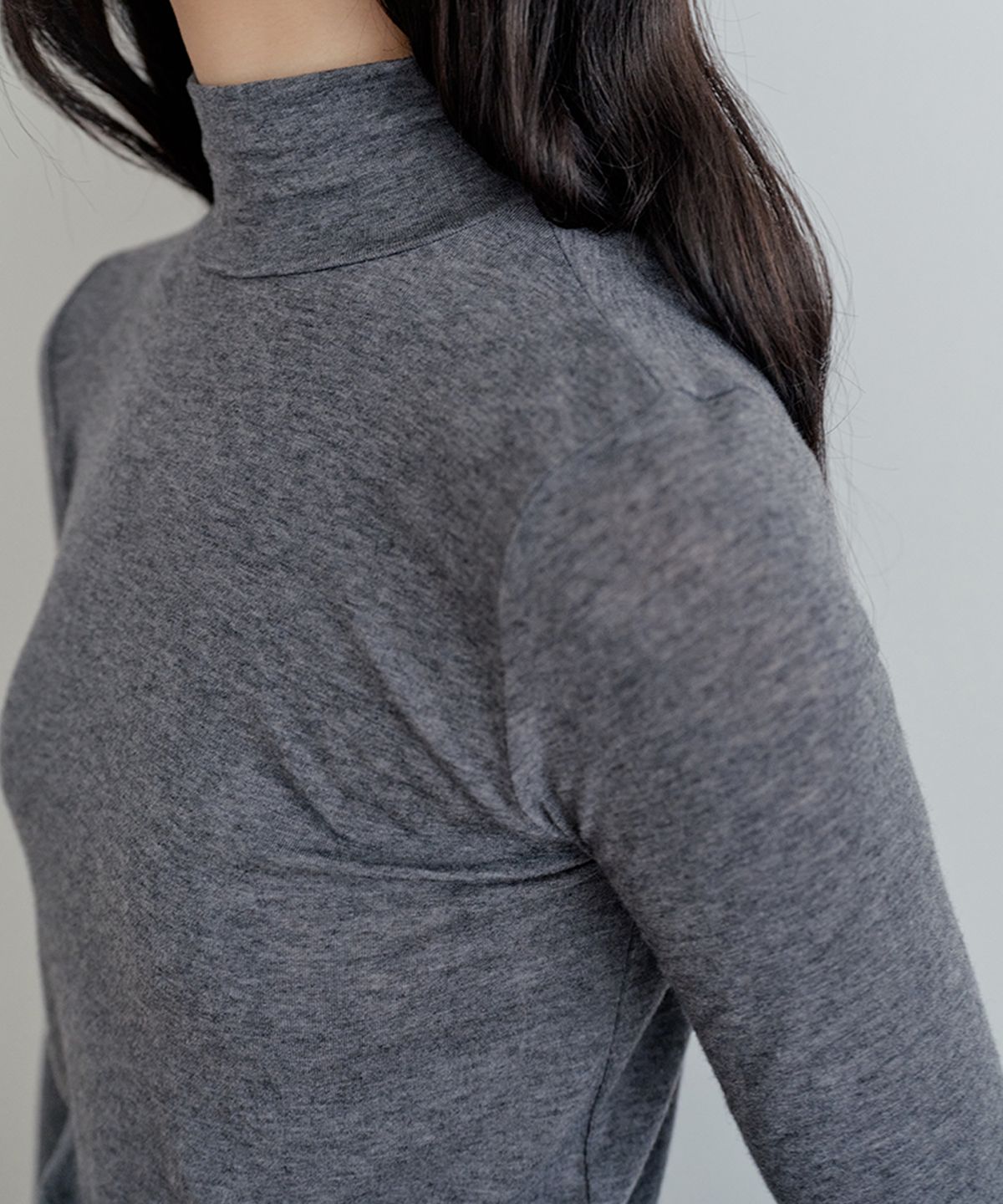 비올셋(BE ALL SET) Soft Wool Turtleneck Top_Charcoal Grey