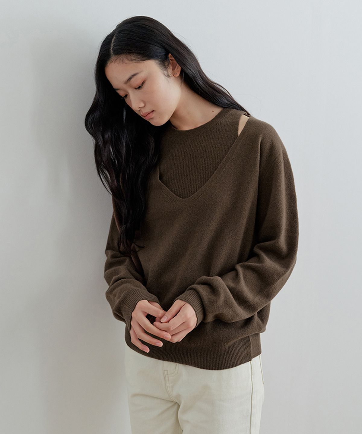 비올셋(BE ALL SET) Merino Wool Knit Set_Choco Brown