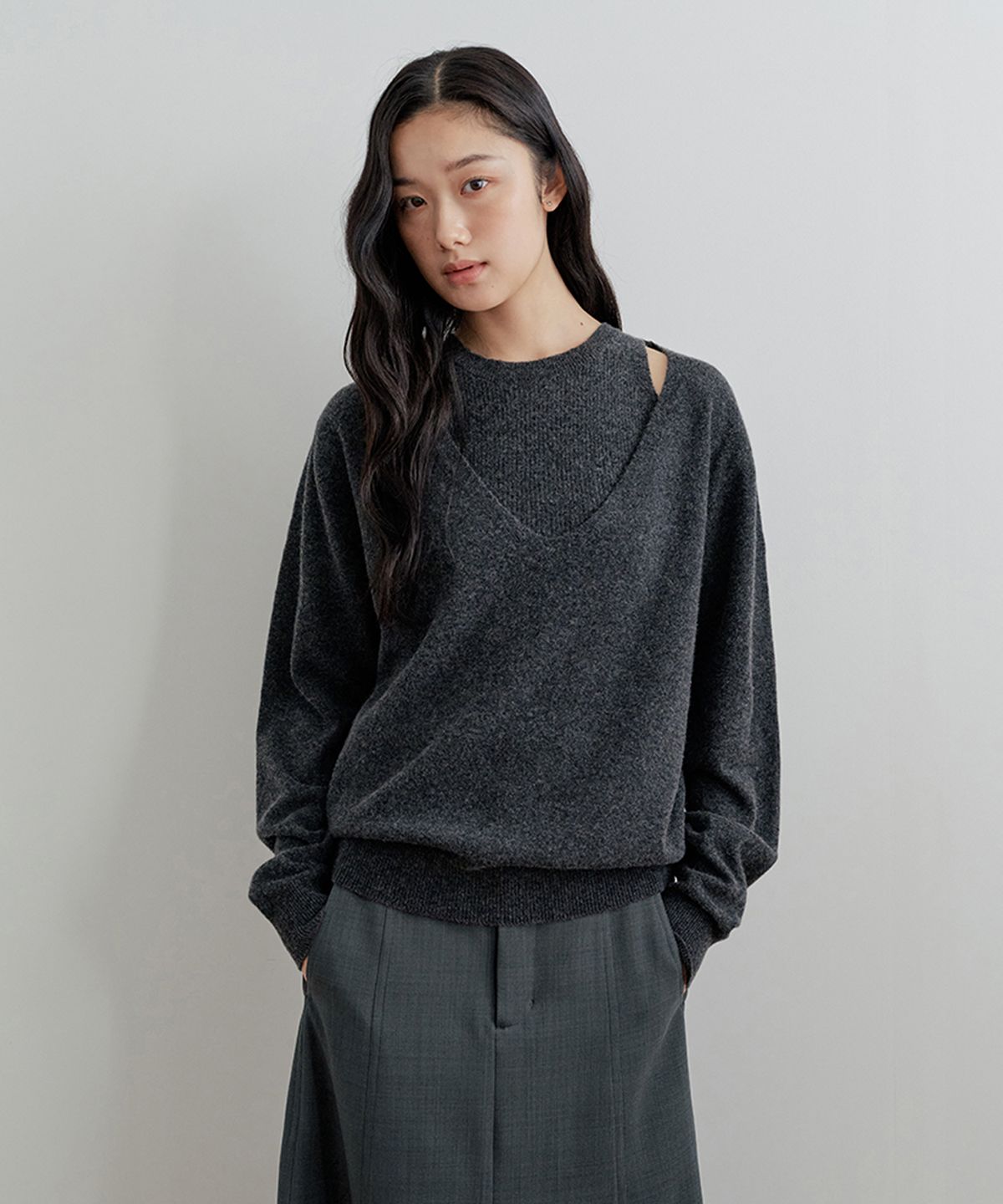 비올셋(BE ALL SET) Merino Wool Knit Set_Charcoal