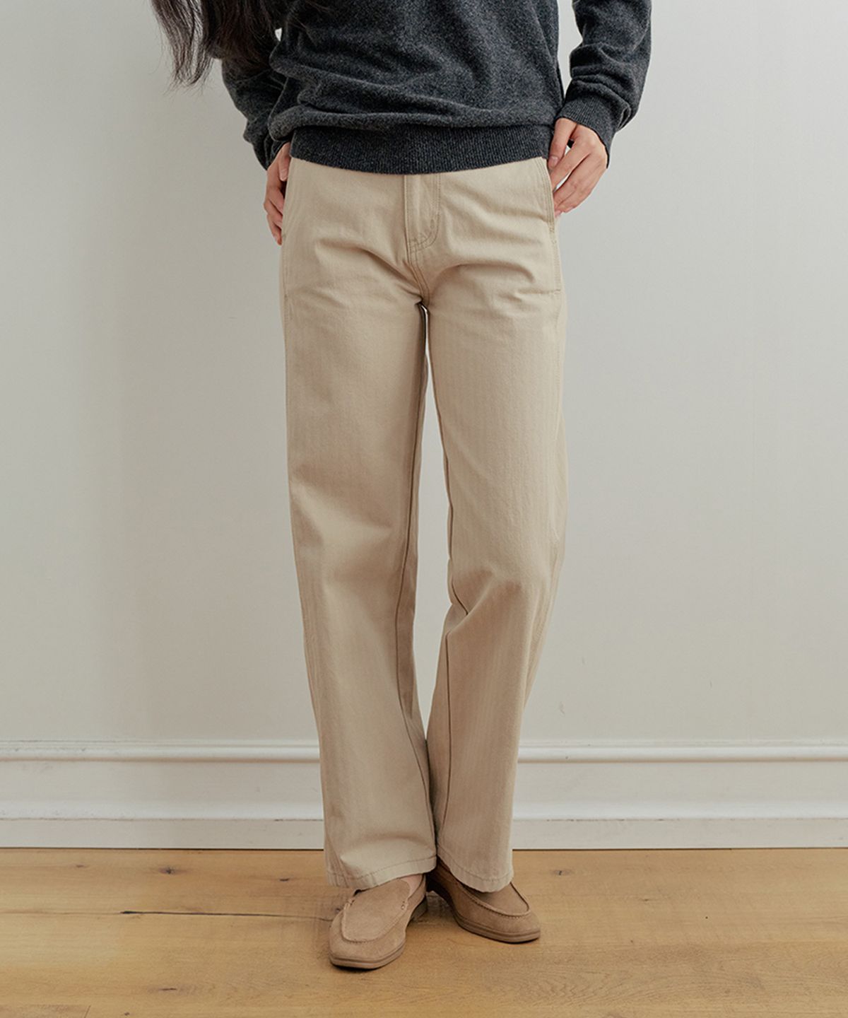비올셋(BE ALL SET) Vintage Herringbone Pants_Beige