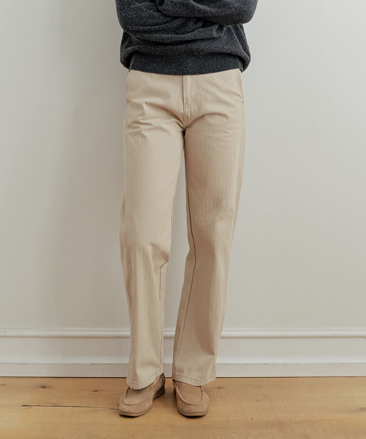비올셋(BE ALL SET) Vintage Herringbone Pants_Beige