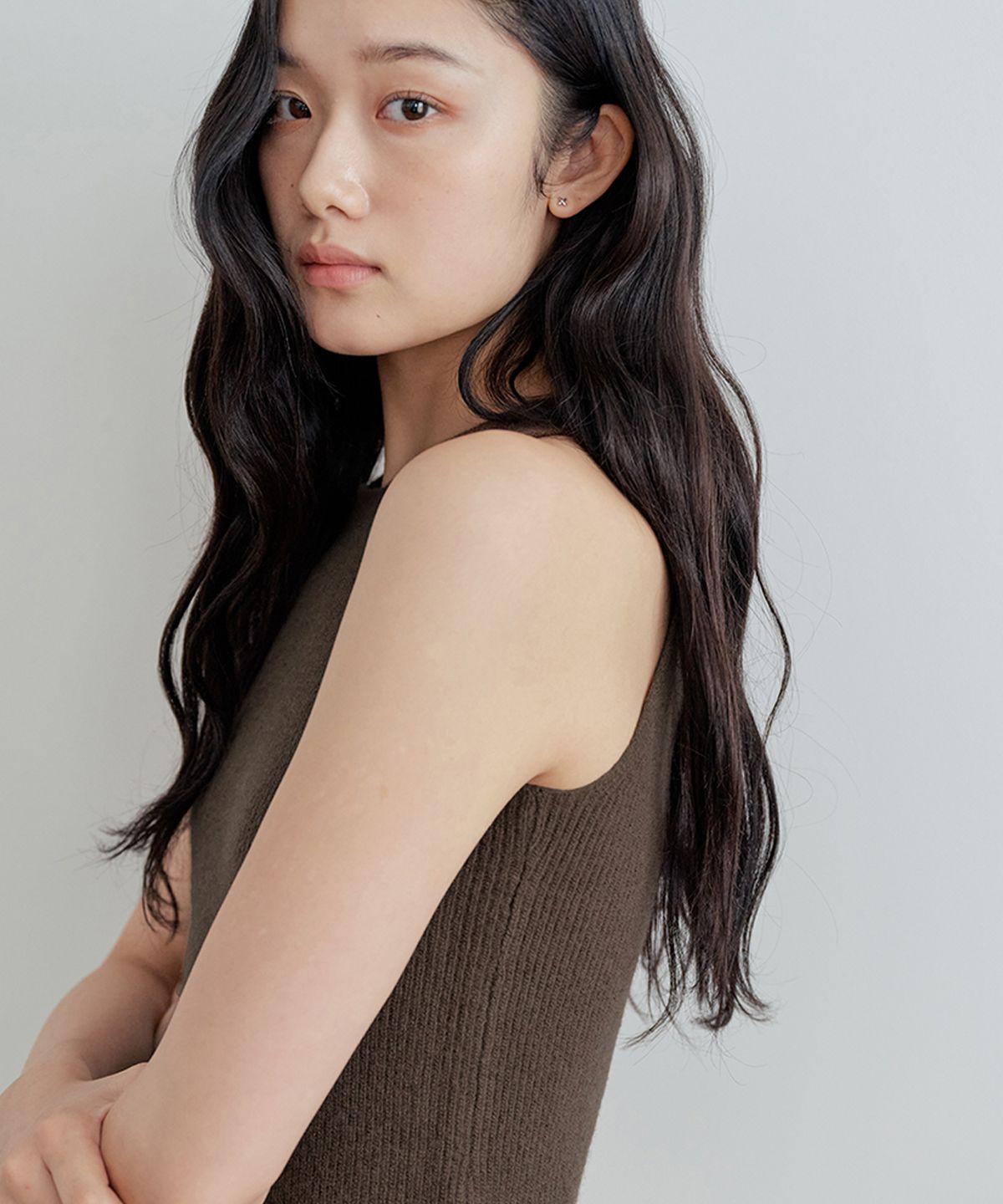 비올셋(BE ALL SET) Merino Wool Knit Sleeveless_Choco Brown