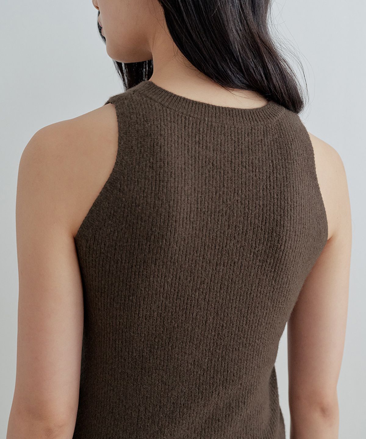 비올셋(BE ALL SET) Merino Wool Knit Sleeveless_Choco Brown
