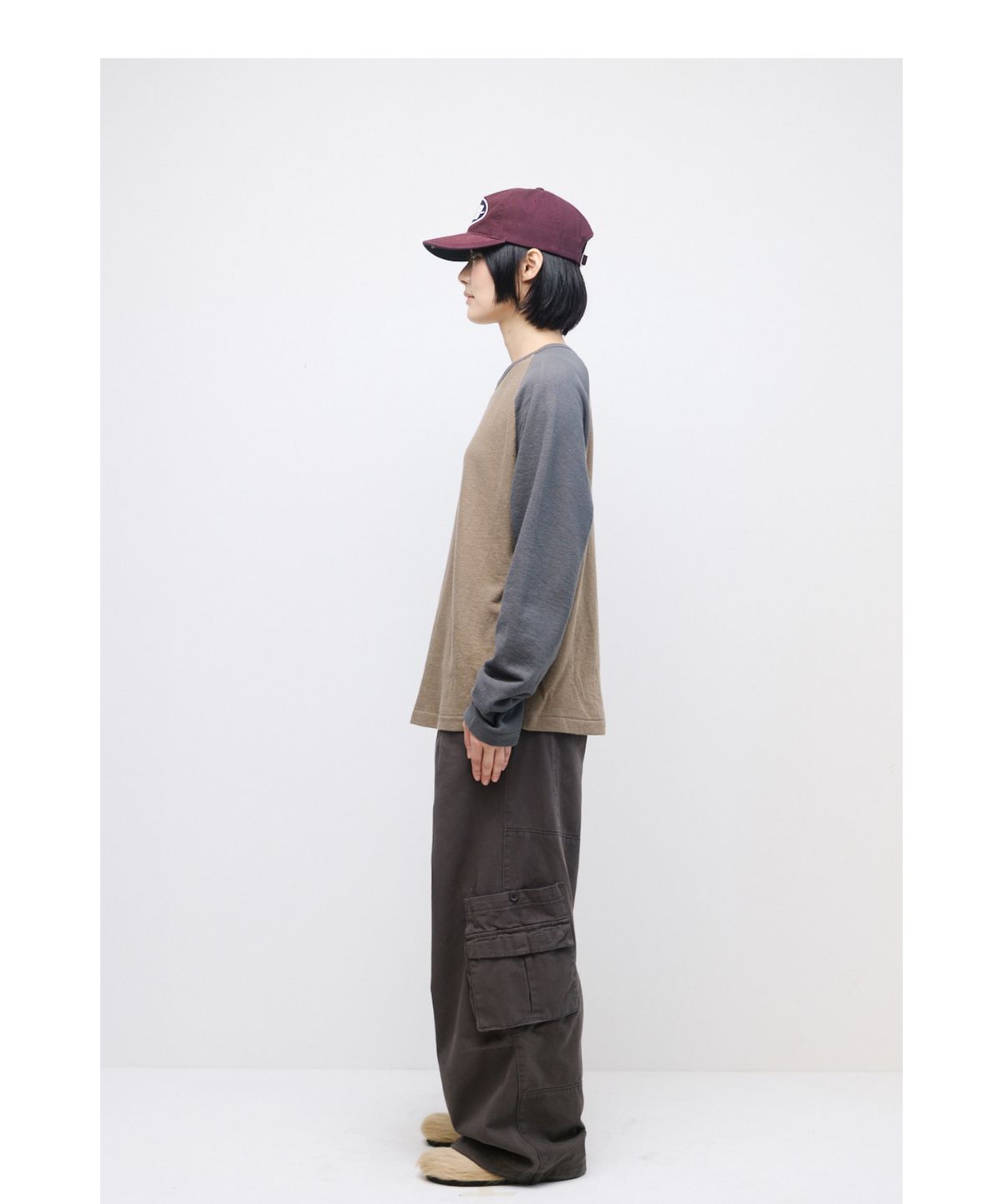 해칭룸(HATCHINGROOM) Raglan Tee Moss Charcoal/Desert