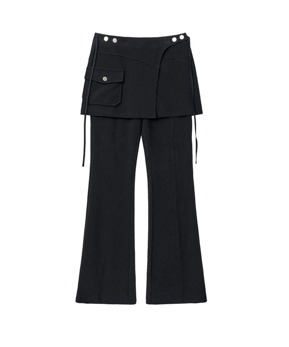 렌세(RENSE) Ribbed Skirt Pants Set Black