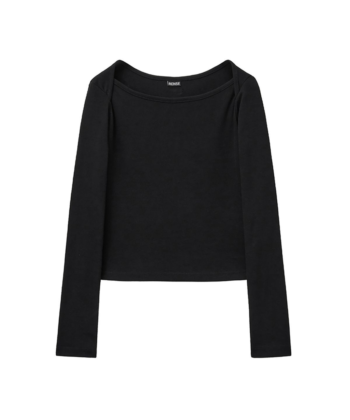 렌세(RENSE) Boat Neck Slit Tee Black