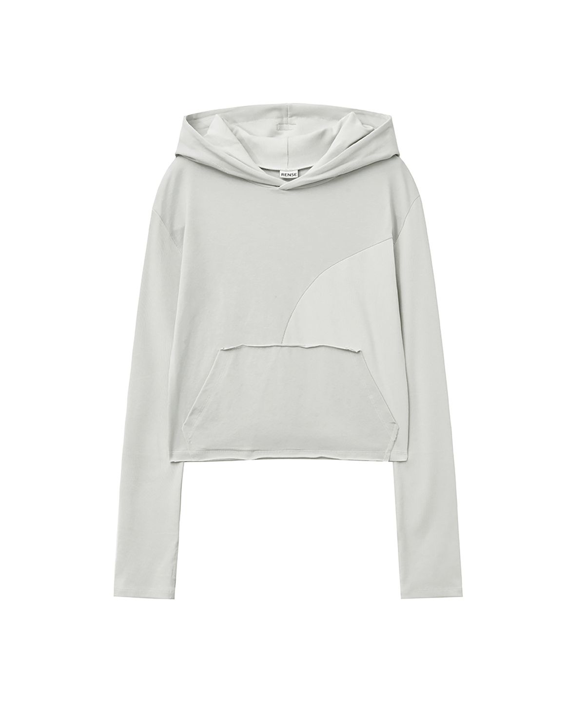 렌세(RENSE) Cropped Ribbed Hoodie Light Gray