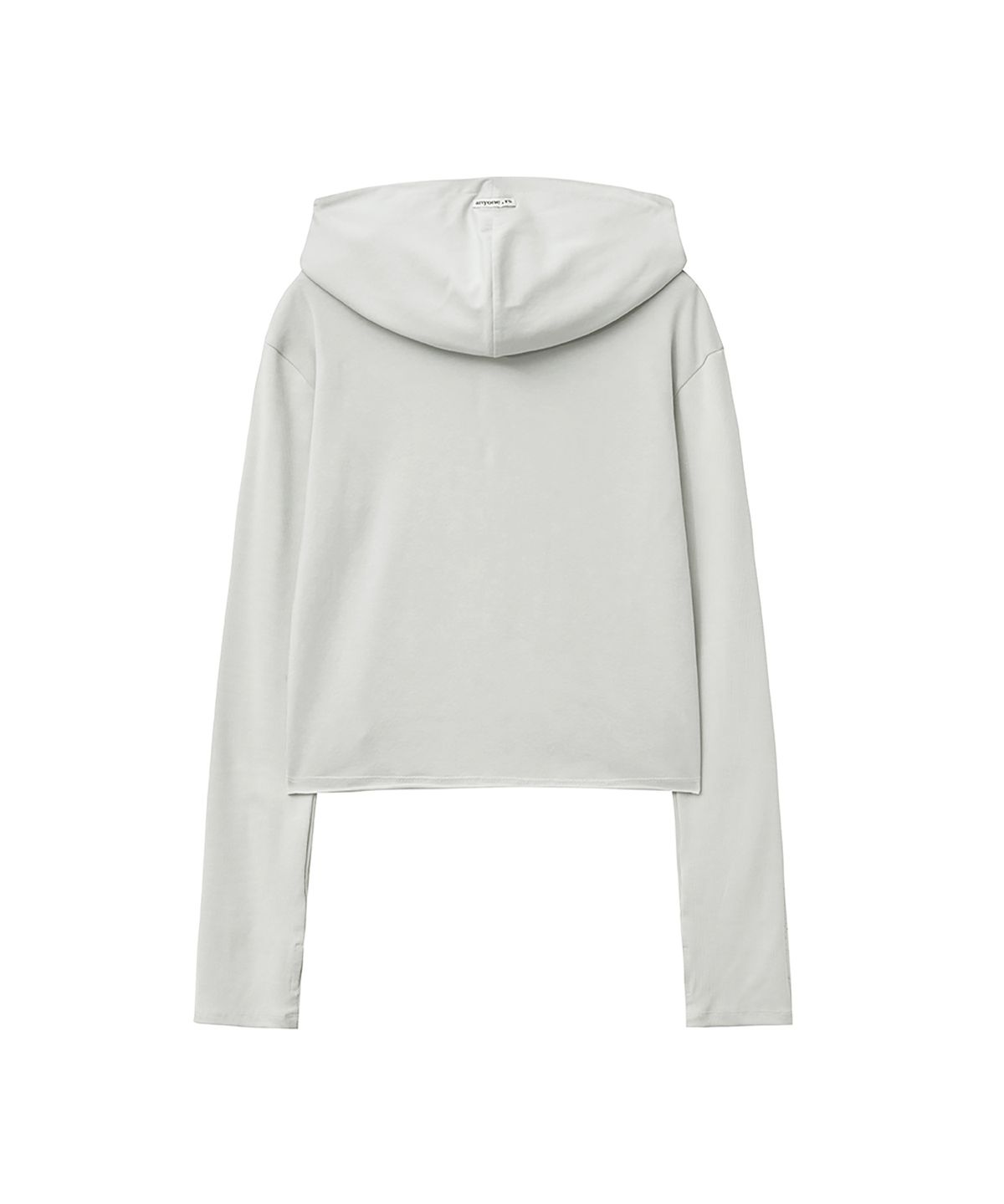 렌세(RENSE) Cropped Ribbed Hoodie Light Gray