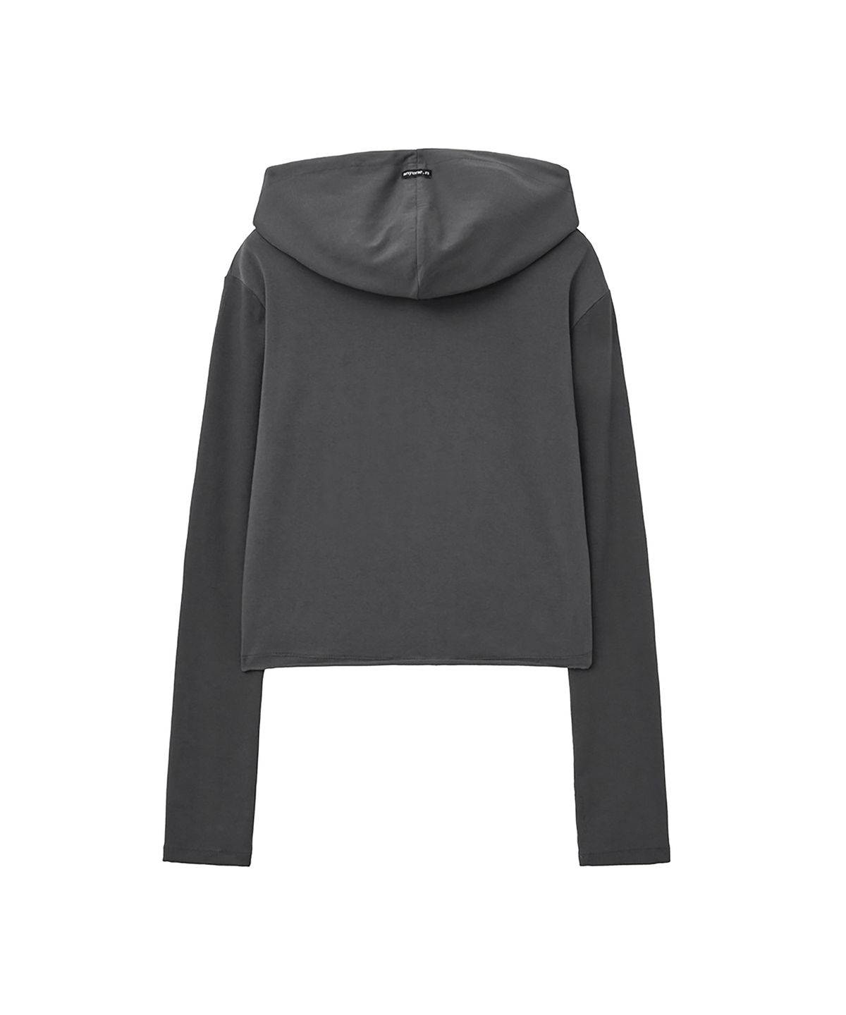 렌세(RENSE) Cropped Ribbed Hoodie Charcoal