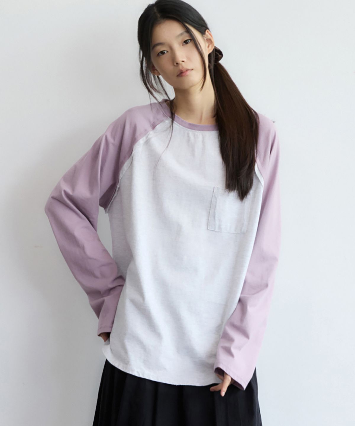 렌세(RENSE) Washed Raglan T-Shirt Purple
