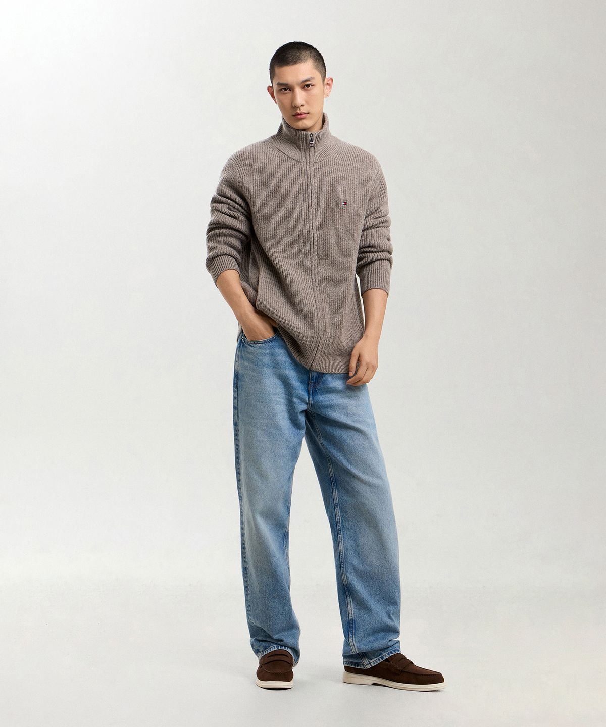 타미힐피거(TOMMY HILFIGER) 립 스트럭처 울 블렌드 집업 가디건 (T12G7KCD230MT2HI3)