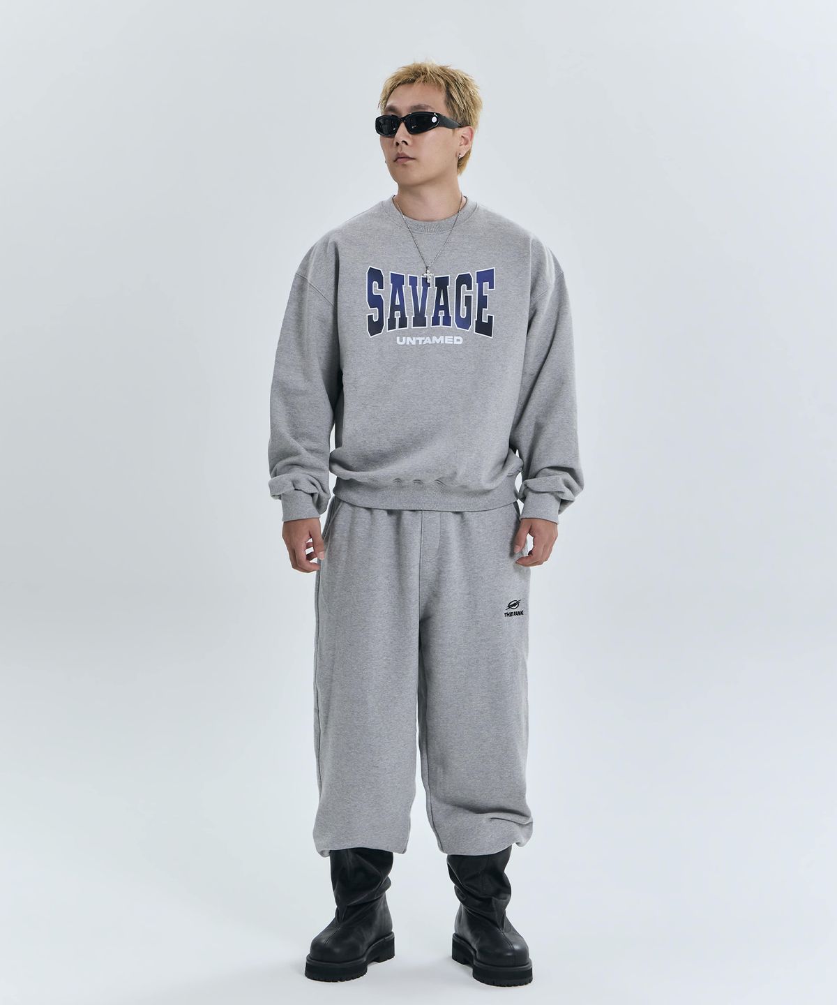 더랭크(THERANK) SAVAGE HEAVY SWEATSHIRT [MELANGE GREY]