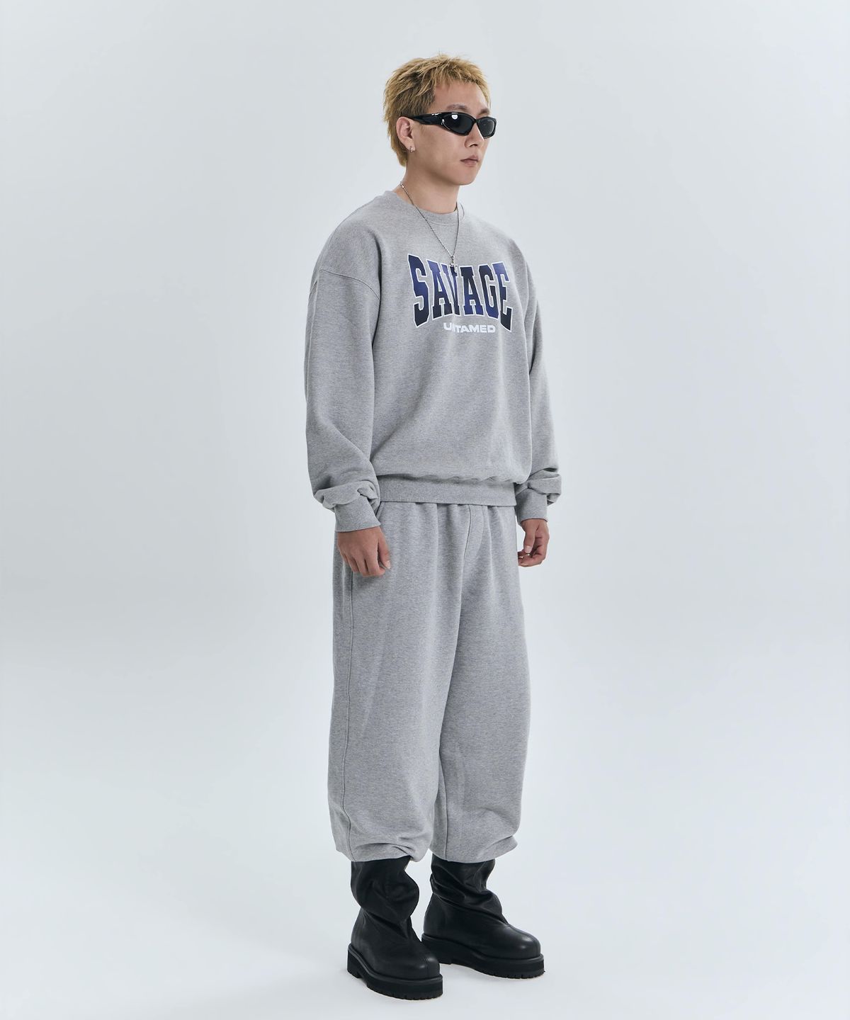 더랭크(THERANK) SAVAGE HEAVY SWEATSHIRT [MELANGE GREY]