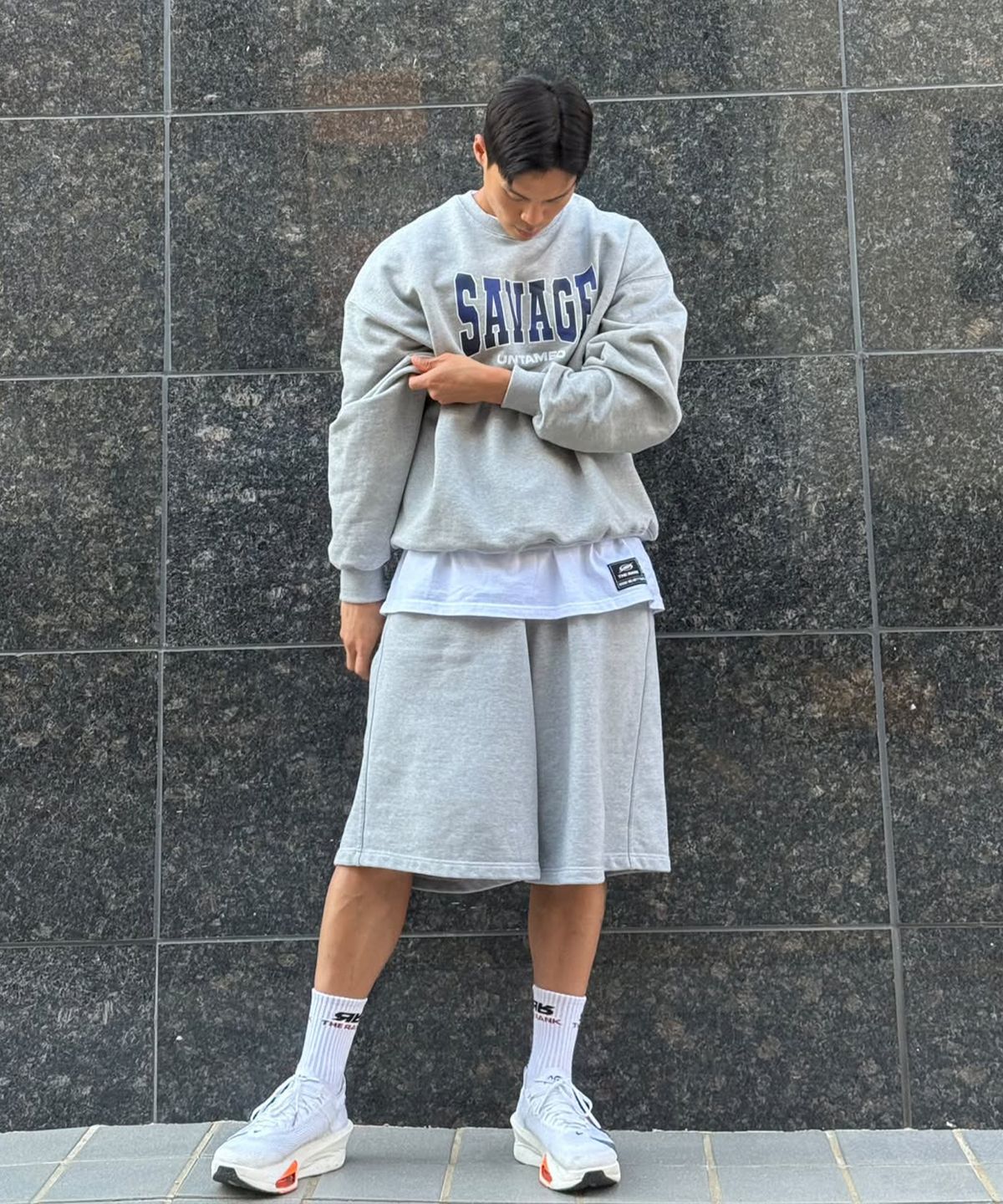 더랭크(THERANK) SAVAGE HEAVY SWEATSHIRT [MELANGE GREY]