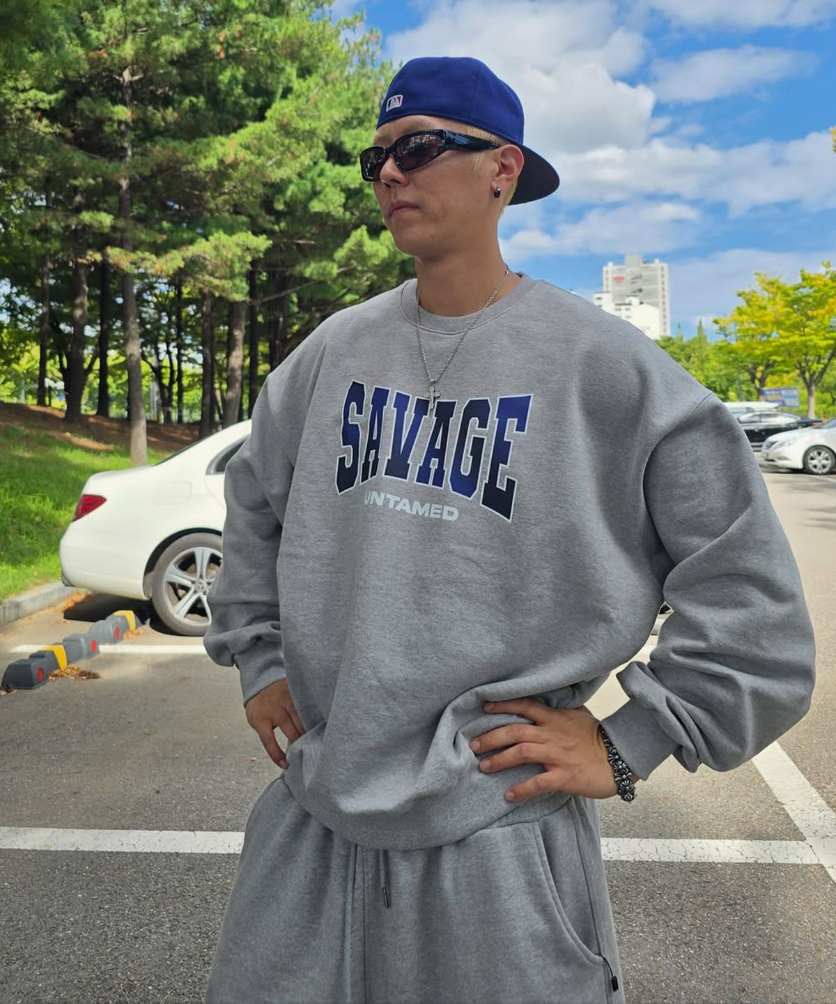 더랭크(THERANK) SAVAGE HEAVY SWEATSHIRT [MELANGE GREY]