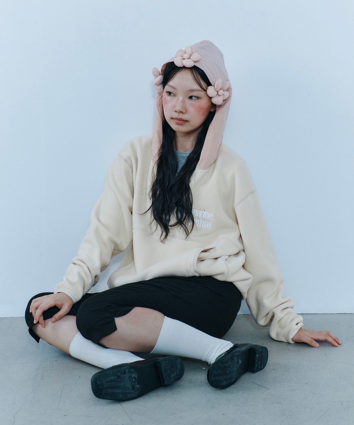 마린푸샤(MARINE PUSHYA) 3-Flower Fleece beige