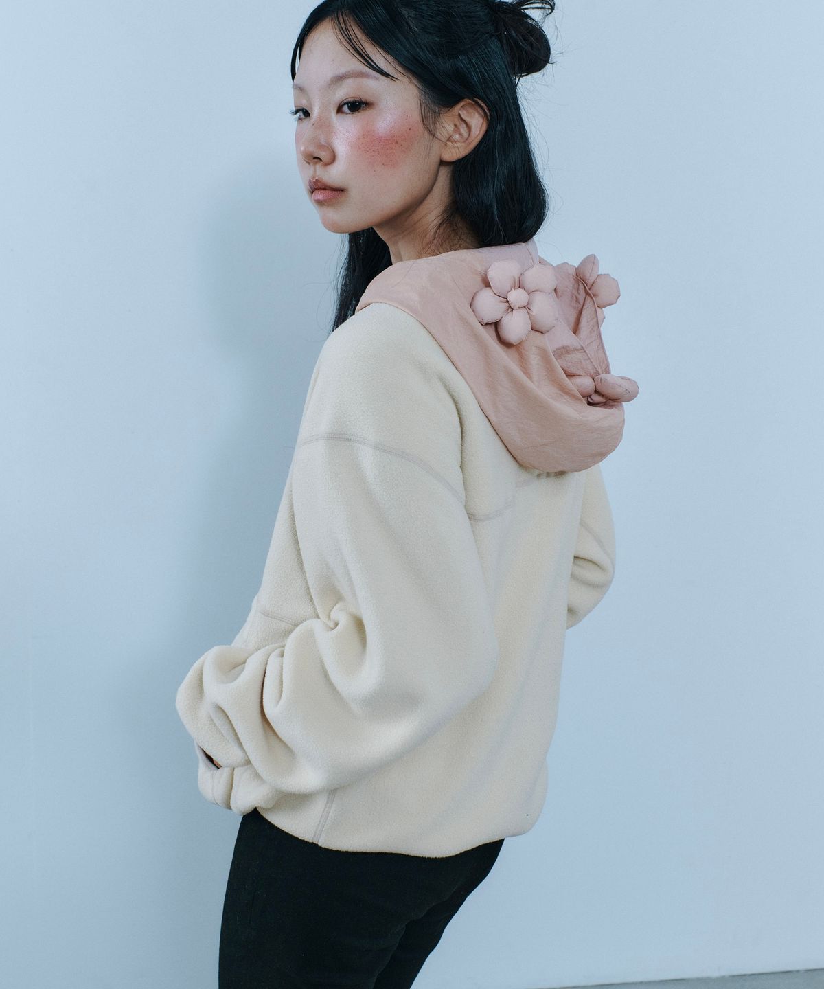 마린푸샤(MARINE PUSHYA) 3-Flower Fleece beige