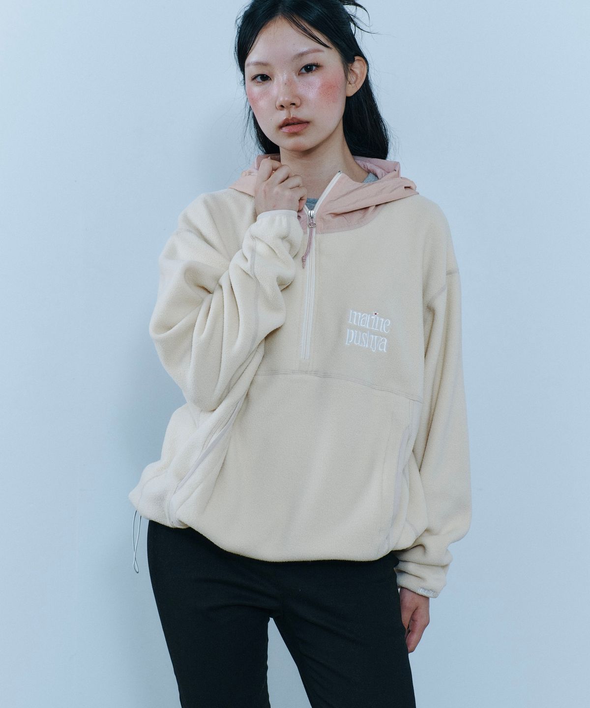 마린푸샤(MARINE PUSHYA) 3-Flower Fleece beige