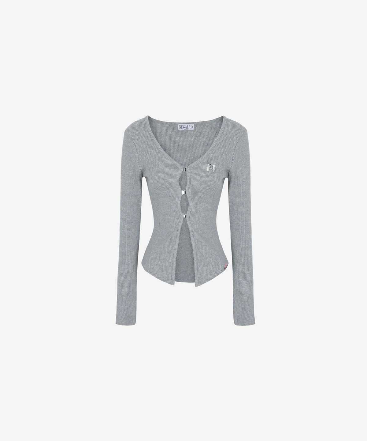 뉴얼린(NEWALRIN) N Line Hook Waffle Cardigan Gray