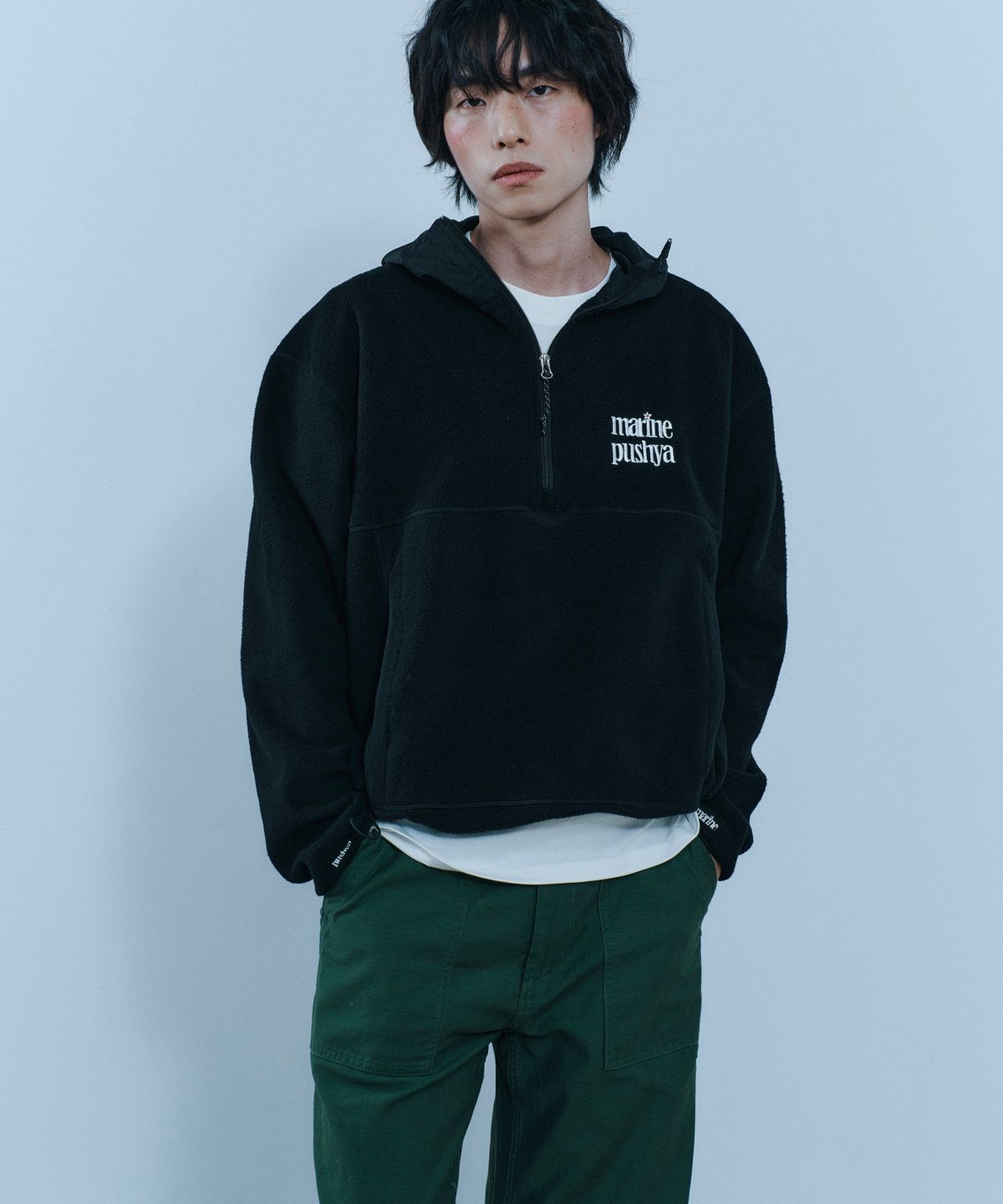 마린푸샤(MARINE PUSHYA) 3-Flower Fleece black