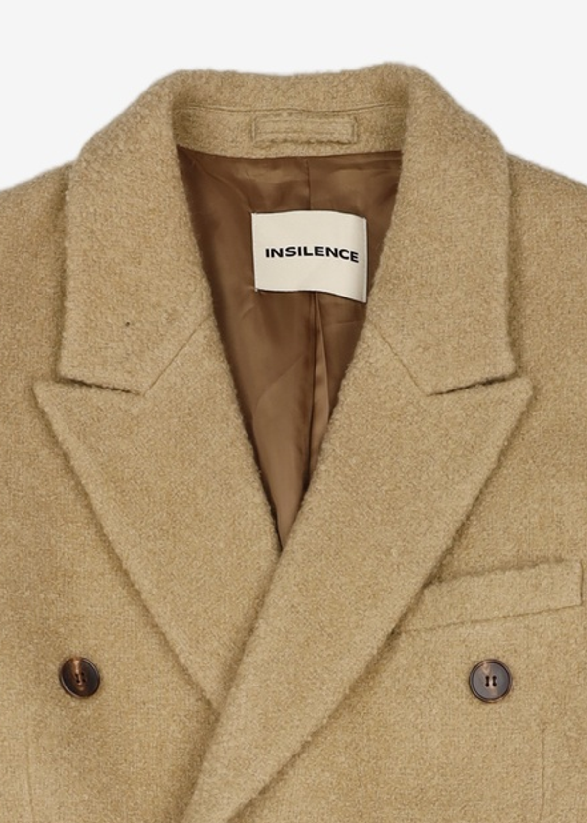 인사일런스(INSILENCE) 키드 모헤어 부클 더블 코트 BEIGE L