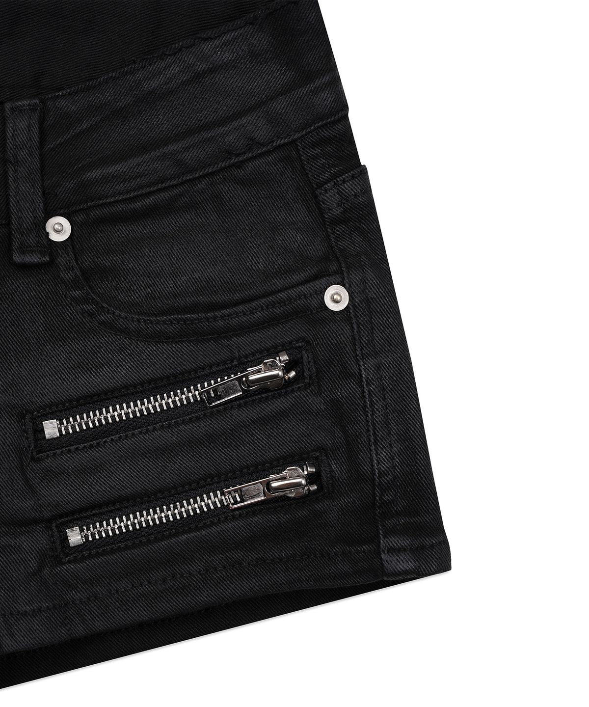 쿄이(KYOIII) TRIPLE ZIP FOIL SHORTS (BLACK)