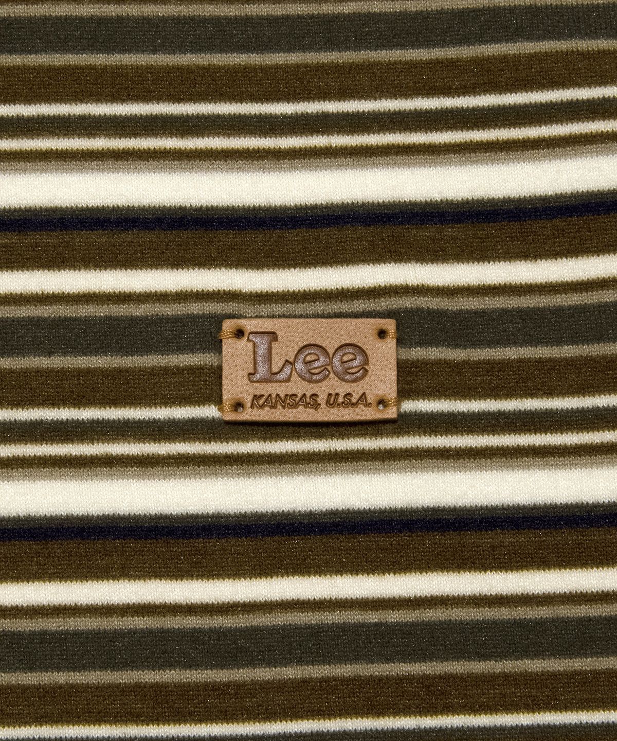 리(LEE) 스트라이프 소프트 플리스 긴팔 티셔츠 올리브
