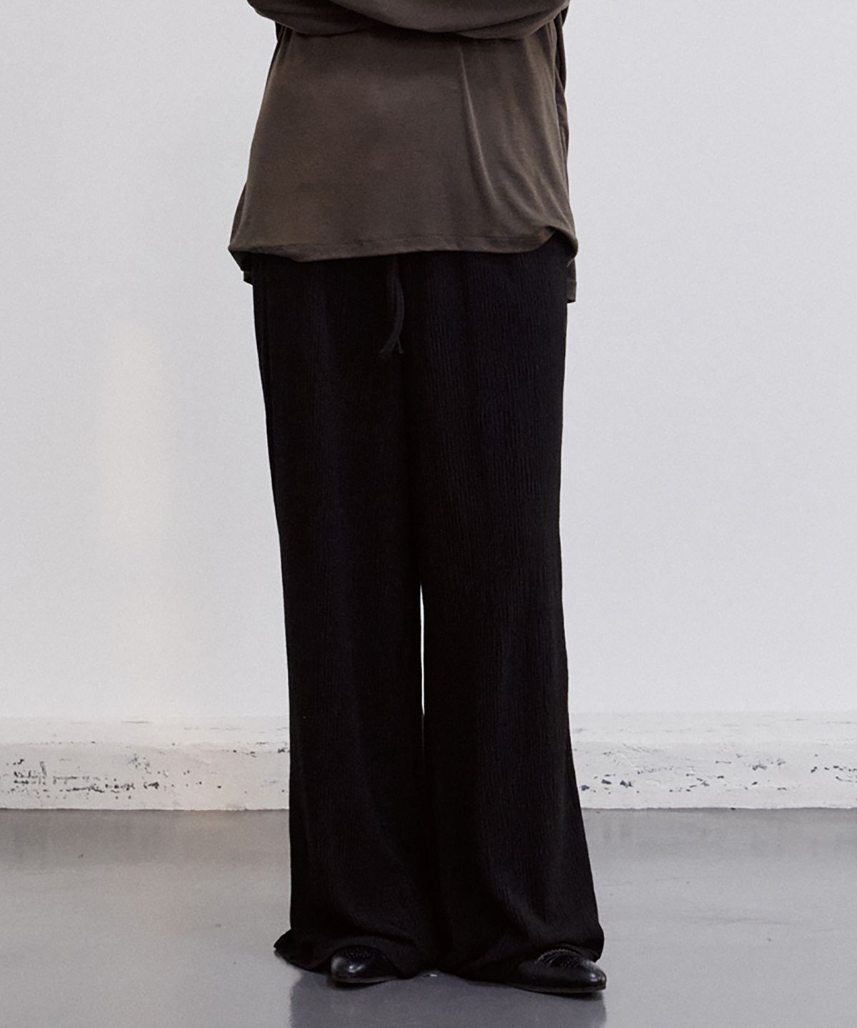 노우드(NOEUD) PT014 Jacquard Textured Pants (Black)