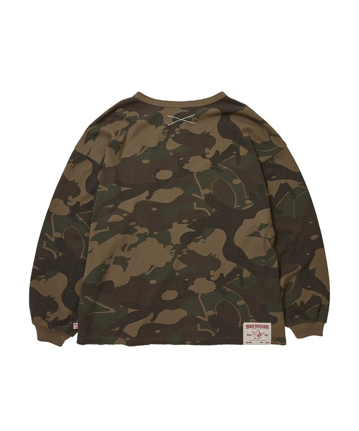 트루릴리젼(TRUERELIGION) Washed Waffle Henley Long Sleeve - CAMO