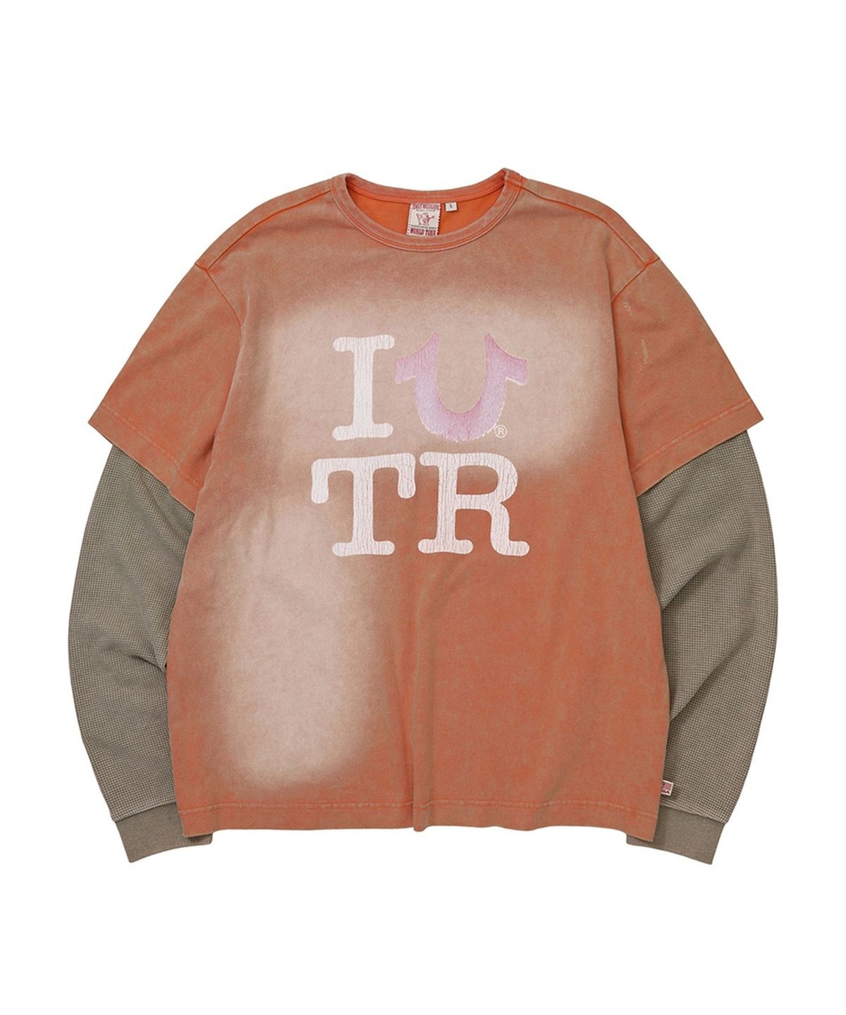 트루릴리젼(TRUERELIGION) TRUE LOVE Waffle Layered Washed Long Sleeve - W.ORANGE
