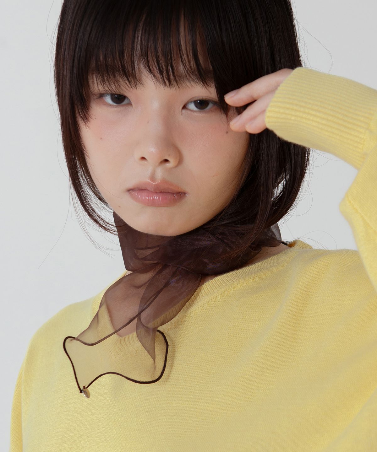 지지(GEEGEE) organza petit scarf - brown
