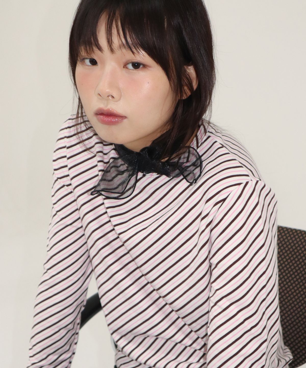 지지(GEEGEE) organza petit scarf - black