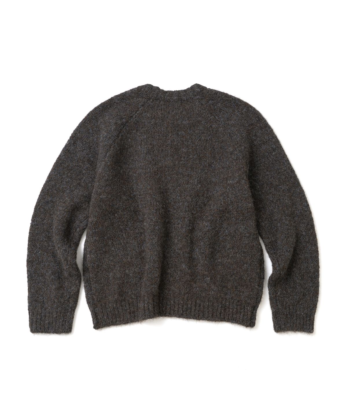 니티드(KNITTED) (UNISEX)부클 래글런 크롭 라운드 니트 BROWN
