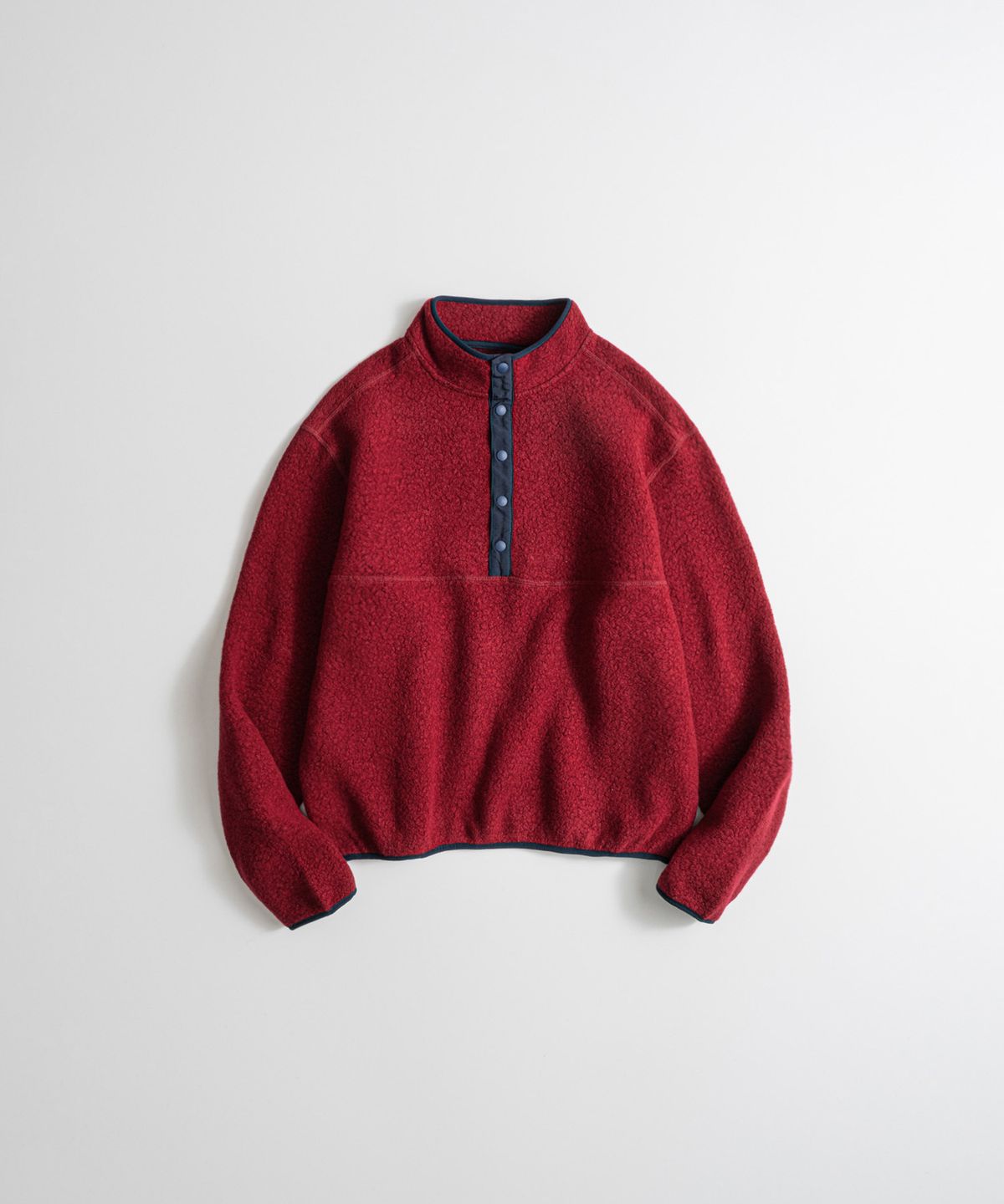 비헤비어(BEHEAVYER) WOOL PILE SNAP PULLOVER vintage red
