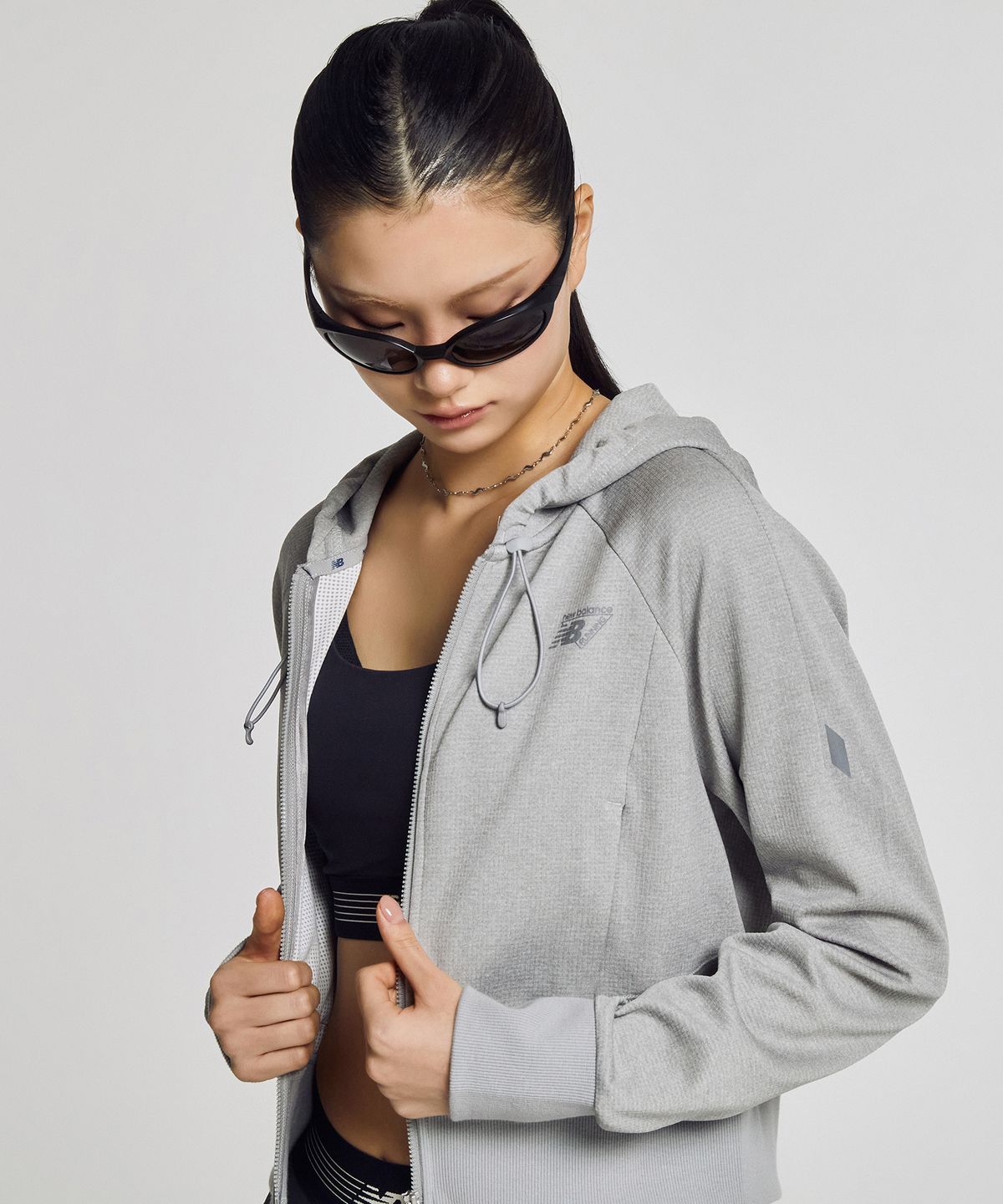뉴발란스(NEW BALANCE) NBMDG15212 / WOMEN PF 올데이 크롭 후드집업 (M/GRAY)